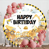 Aperturee - Aperturee Construction Site Circle Happy Birthday Backdrop
